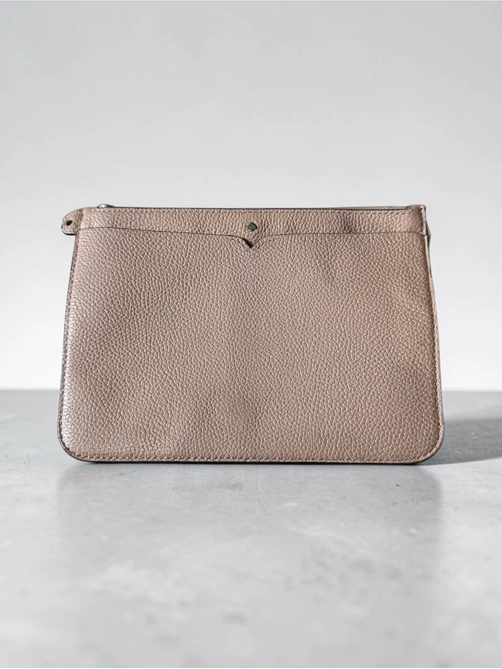 Kate Spade New York Pebbled Leather Shoulder Bag Zipper Pouch Insert Blush Beige
